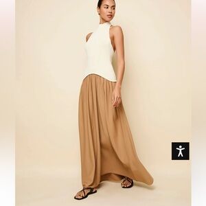 NWT Solid & Striped Halter Soglio Dress Ecru Camel size small